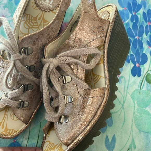 Fly London Yfla Luna Metallic Wedges - 38 - 7/7.5 - Picture 9 of 14